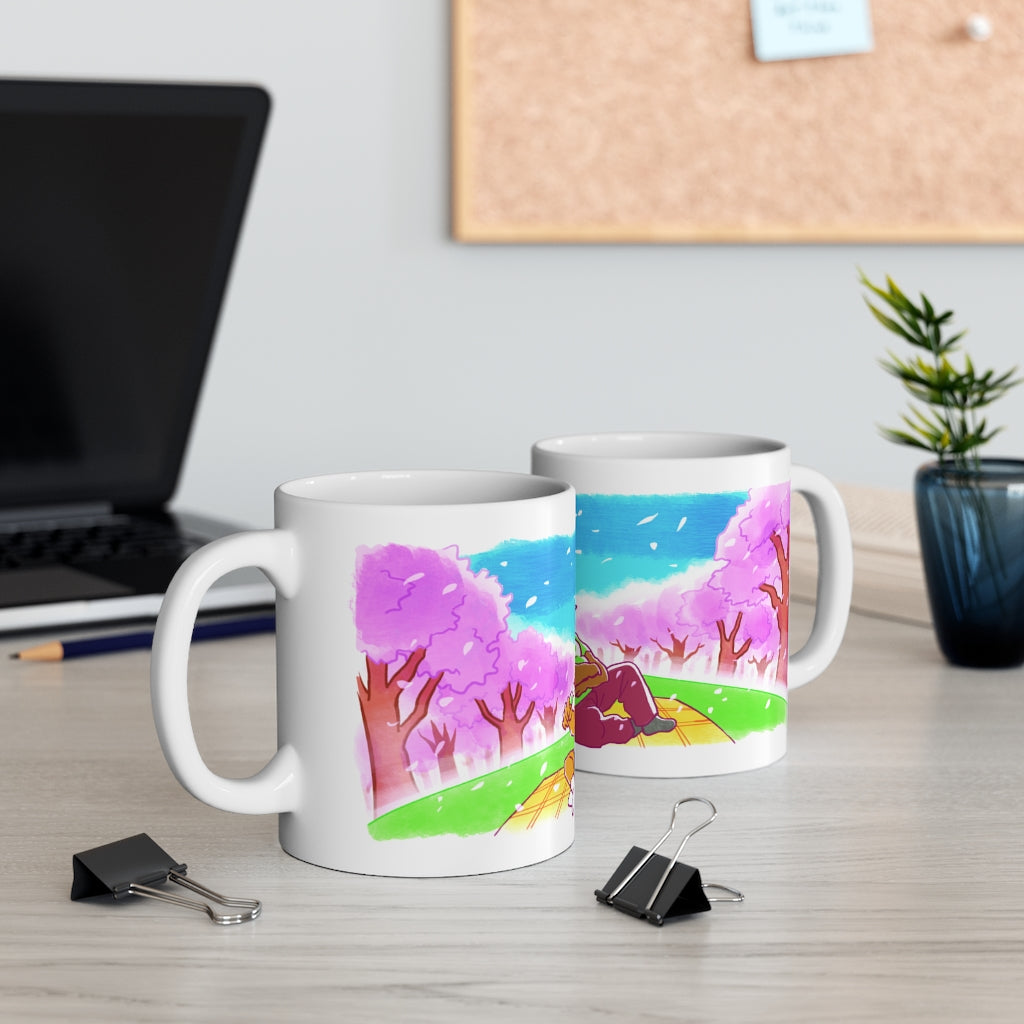 Snow, Moon, and Flowers Mugs: Flowers